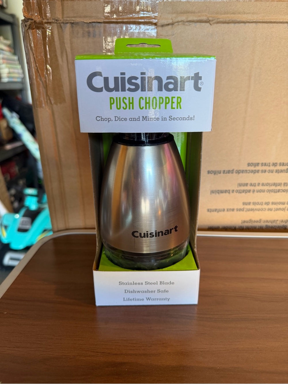 Cuisinart Silver Push Chopper with Green Accents